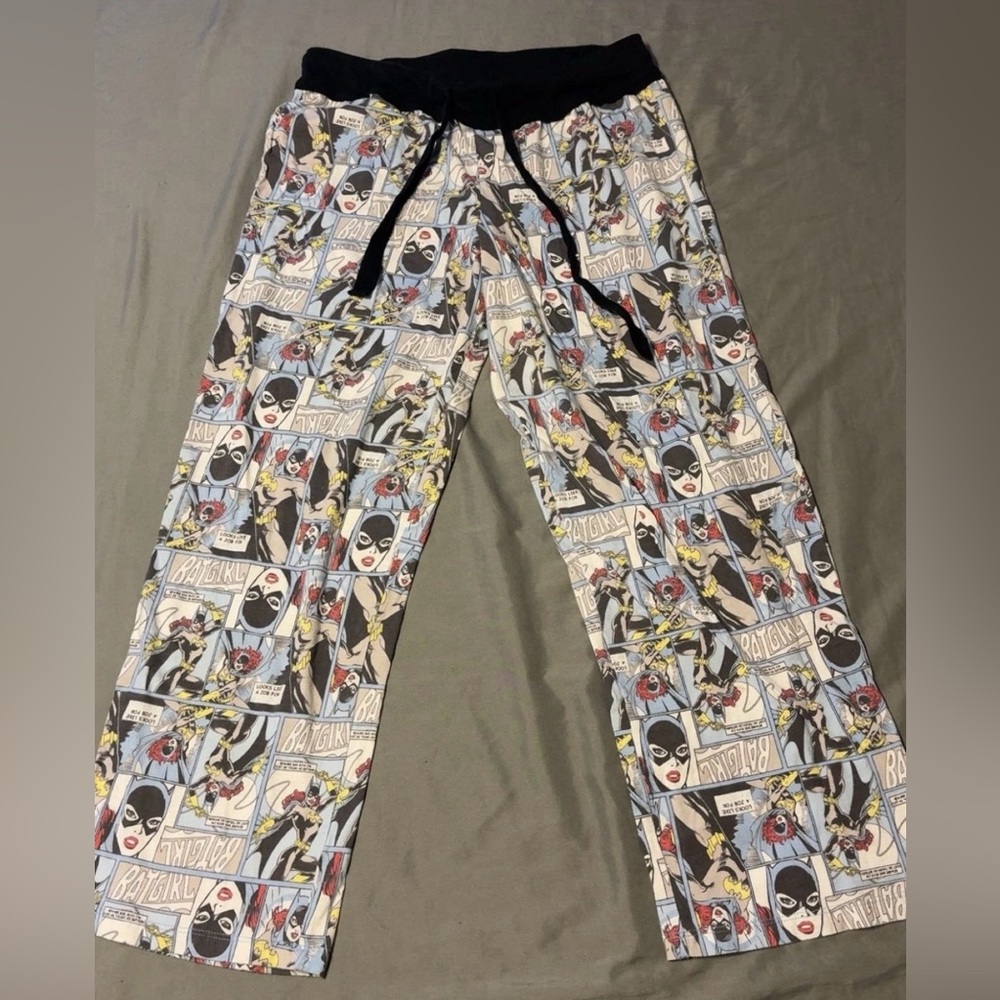 DC Comics BatGirl Youth Pajama Pants M (8-10) Gray Graphic Pull On 100% Cotton